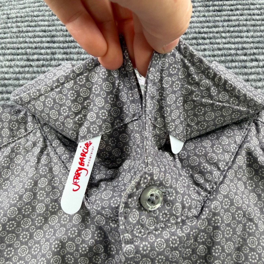 Jerry Garcia Excelsior Mens Large Grey Geometric Medallion Button Down Shirt L - Picture 5 of 16